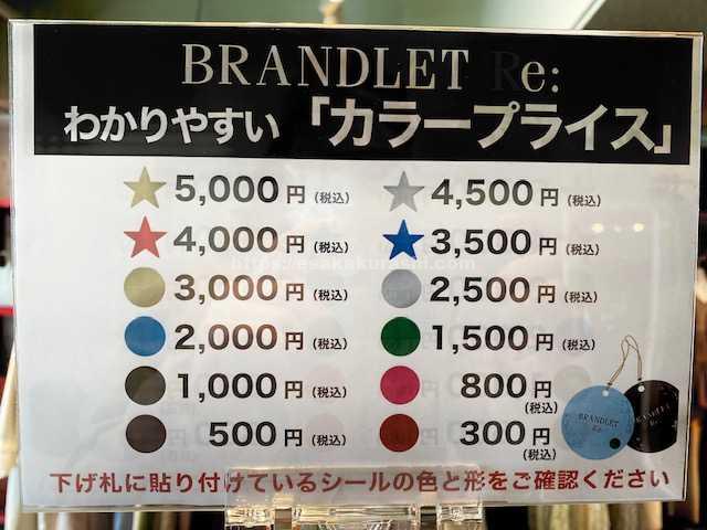 BRANDLETの値段表